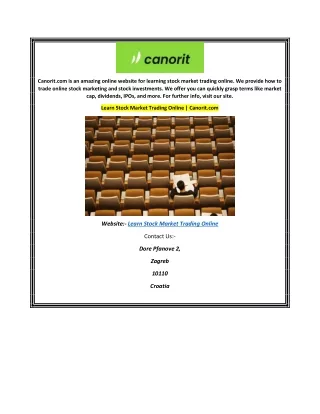 Learn Stock Market Trading Online Canorit.com