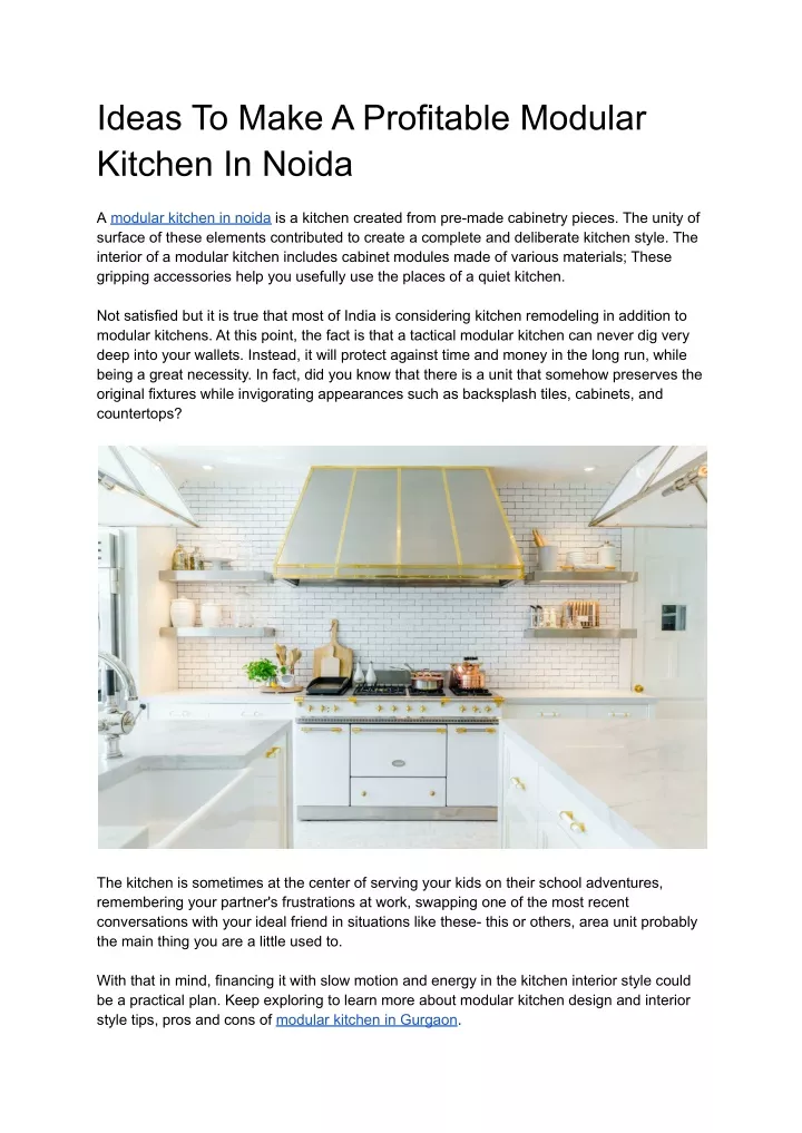 ideas to make a profitable modular kitchen