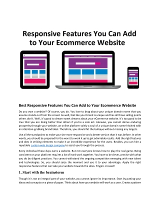 Best Responsive Features You Can Add to Your Ecommerce Website