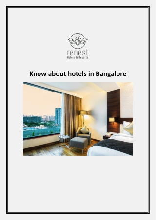 Know about hotels in Bangalore