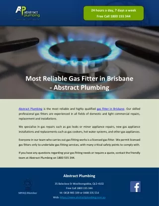 Most Reliable Gas Fitter in Brisbane - Abstract Plumbing