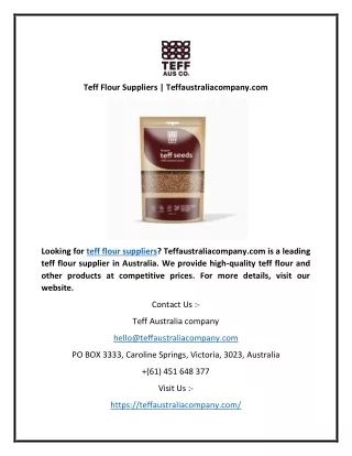 Teff Flour Suppliers | Teffaustraliacompany.com