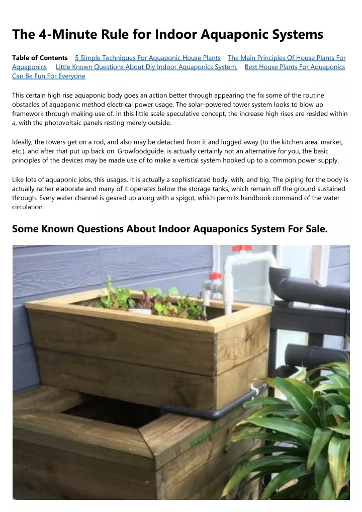 the 4 minute rule for indoor aquaponic systems