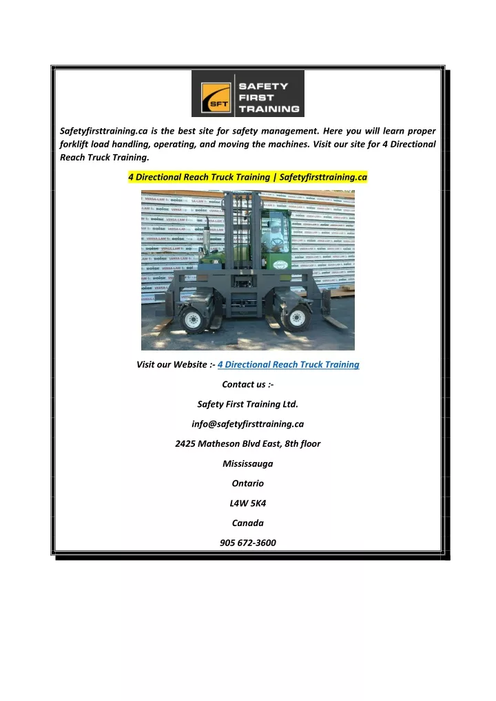 reach truck training powerpoint presentation