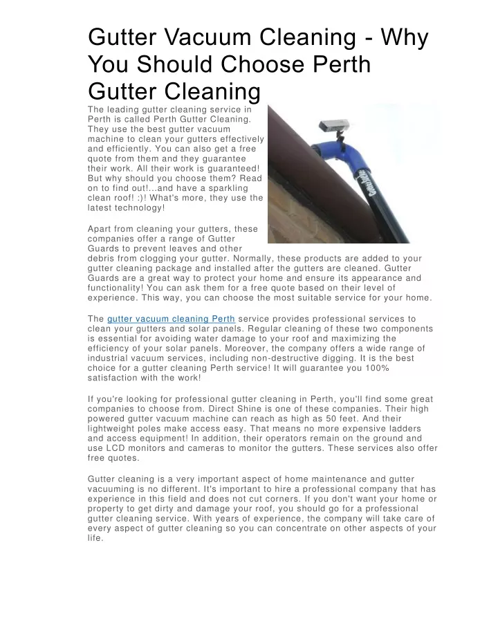 gutter vacuum cleaning why you should choose
