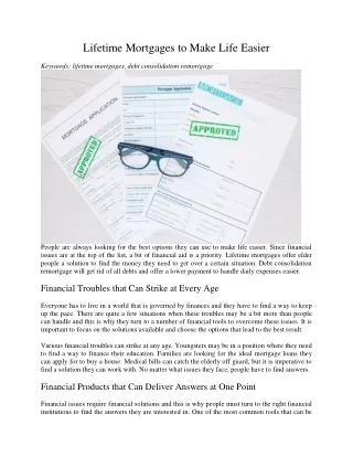 lifetime mortgages to make life easier