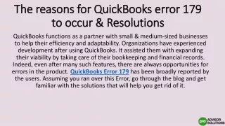 the reasons for quickbooks error 179 to occur resolutions