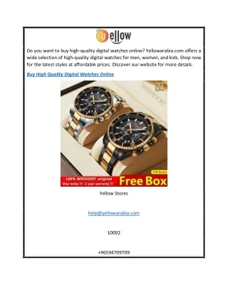 Buy High Quality Digital Watches Online  Yellowarabia.com