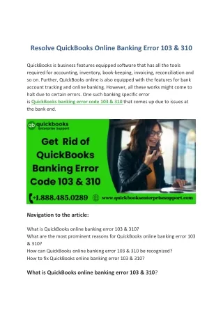 resolve quickbooks online banking error 103 310