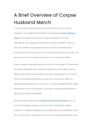 a brief overview of corpse husband merch
