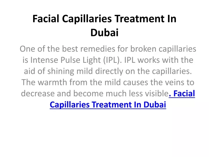 facial capillaries treatment in dubai