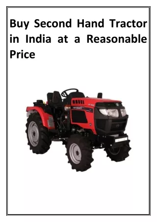 Buy Second Hand Tractor in India at a Reasonable Price