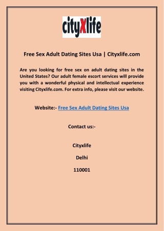 Free Sex Adult Dating Sites Usa | Cityxlife.com