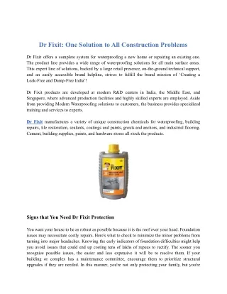 dr fixit one solution to all construction problems