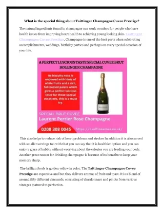 What is the special thing about Taittinger Champagne Cuvee Prestige