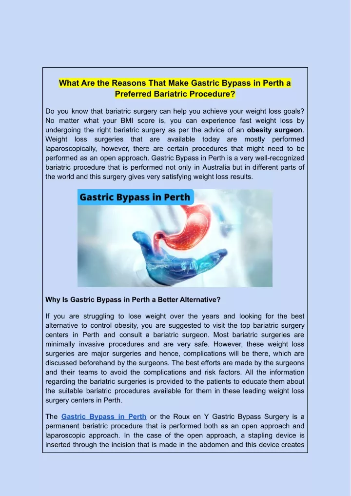 what are the reasons that make gastric bypass