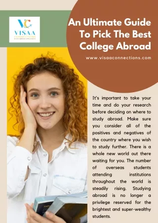 An Ultimate Guide To Pick The Best College Abroad | Visaa Connections