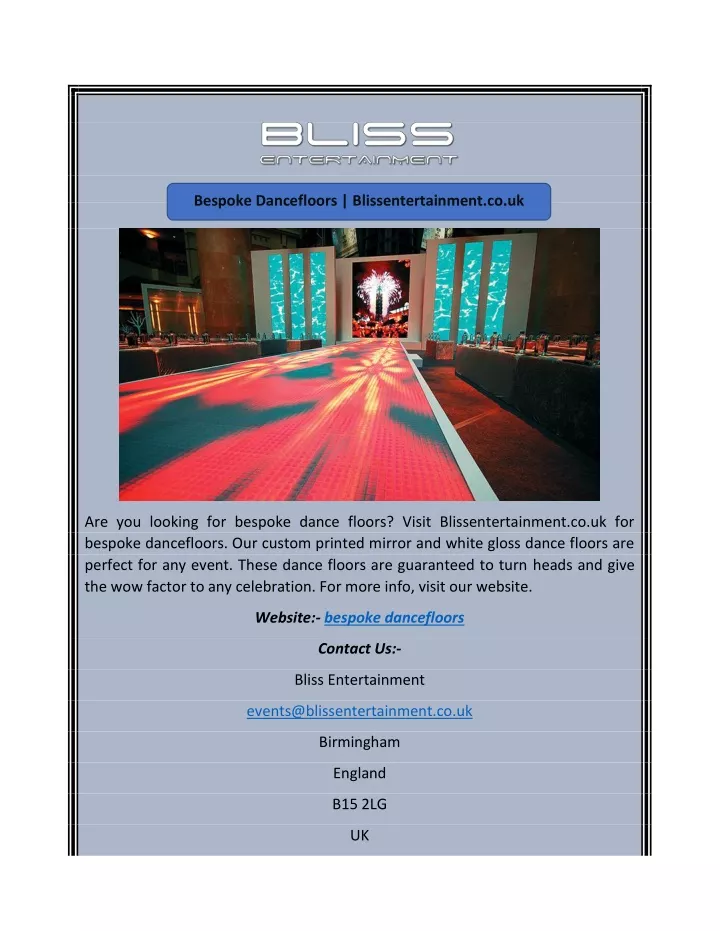 bespoke dancefloors blissentertainment co uk