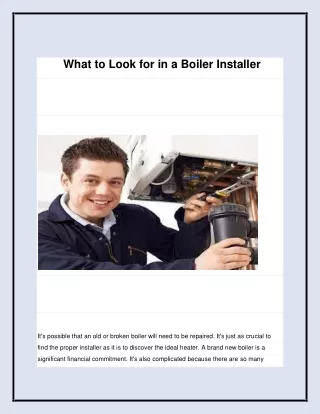 what to look for in a boiler installer