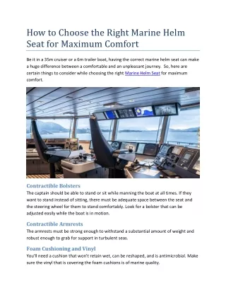 How to Choose the Right Marine Helm Seat for Maximum Comfort | Alu Design As