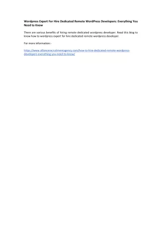 wordpress expert for hire dedicated remote