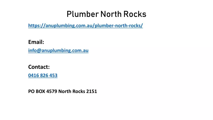 plumber north rocks