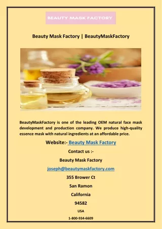 Beauty Mask Factory | BeautyMaskFactory