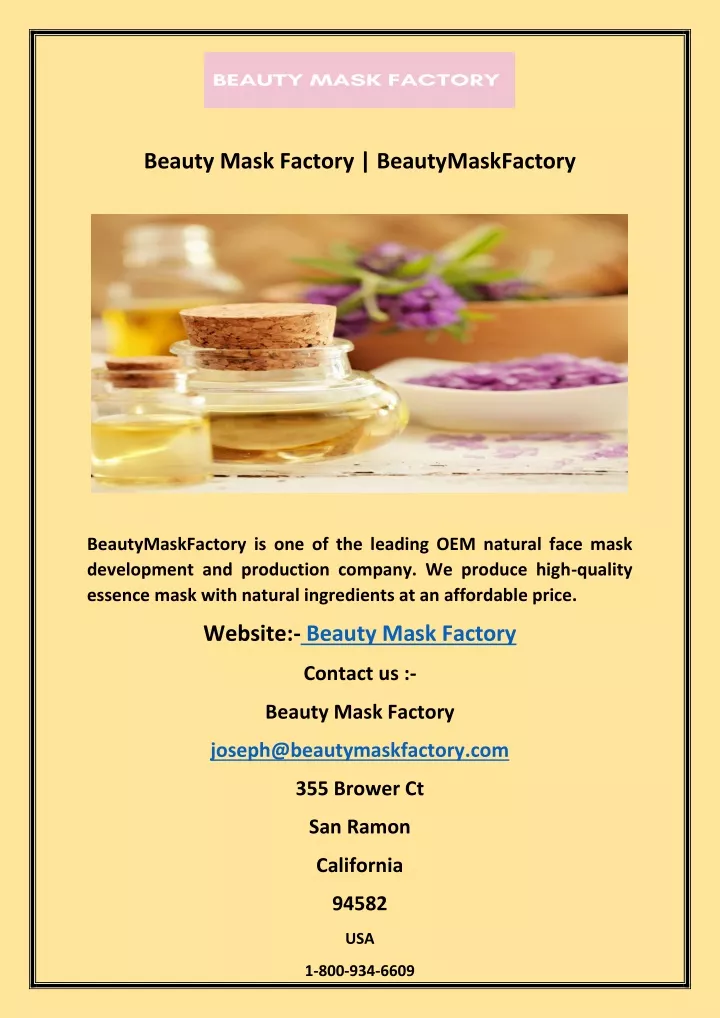 beauty mask factory beautymaskfactory