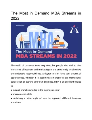 The Most in Demand MBA Streams in 2022