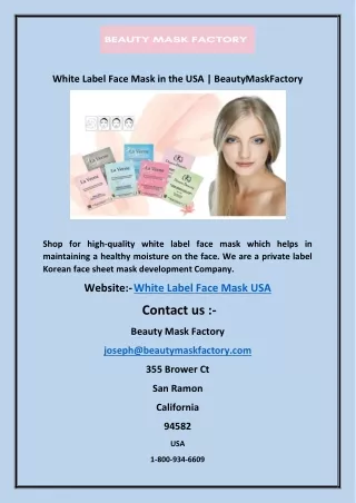 White Label Face Mask in the USA | BeautyMaskFactory