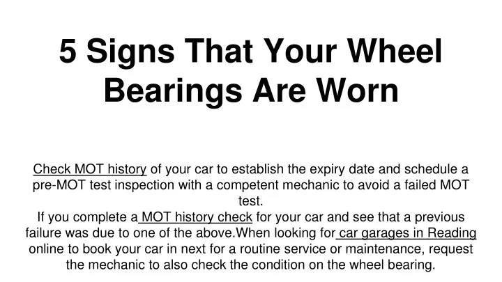 5 signs that your wheel bearings are worn