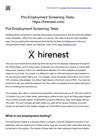 Pre-Employment Screening Tests: https://hirenest.com/