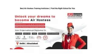 Best Air Hostess Training Institutes In India | Find The Best Course
