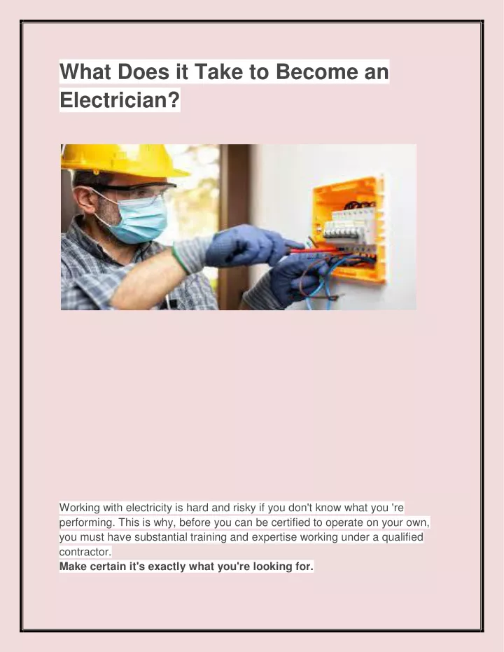 what does it take to become an electrician