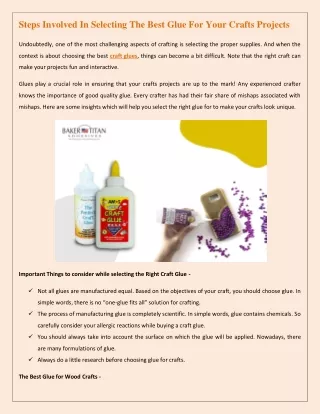 steps involved in selecting the best glue