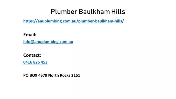 plumber baulkham hills