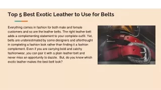 Top 5 Best Exotic Leather to Use for Belts