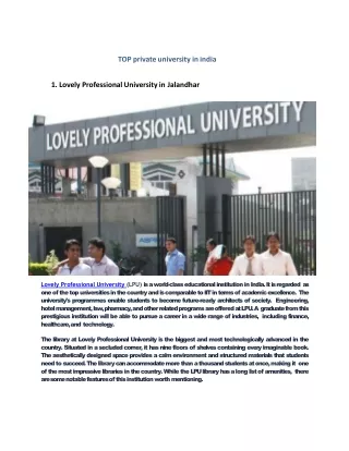 TOP private university in india