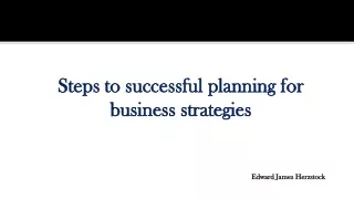 Steps to successful planning for business strategies-Edward Herzstock