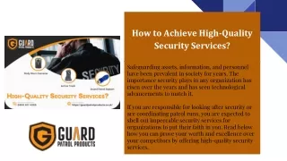 how to achieve high quality security services
