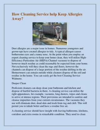 how cleaning service help keep allergies away