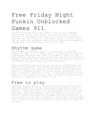 Free Friday Night Funkin Unblocked Games 911