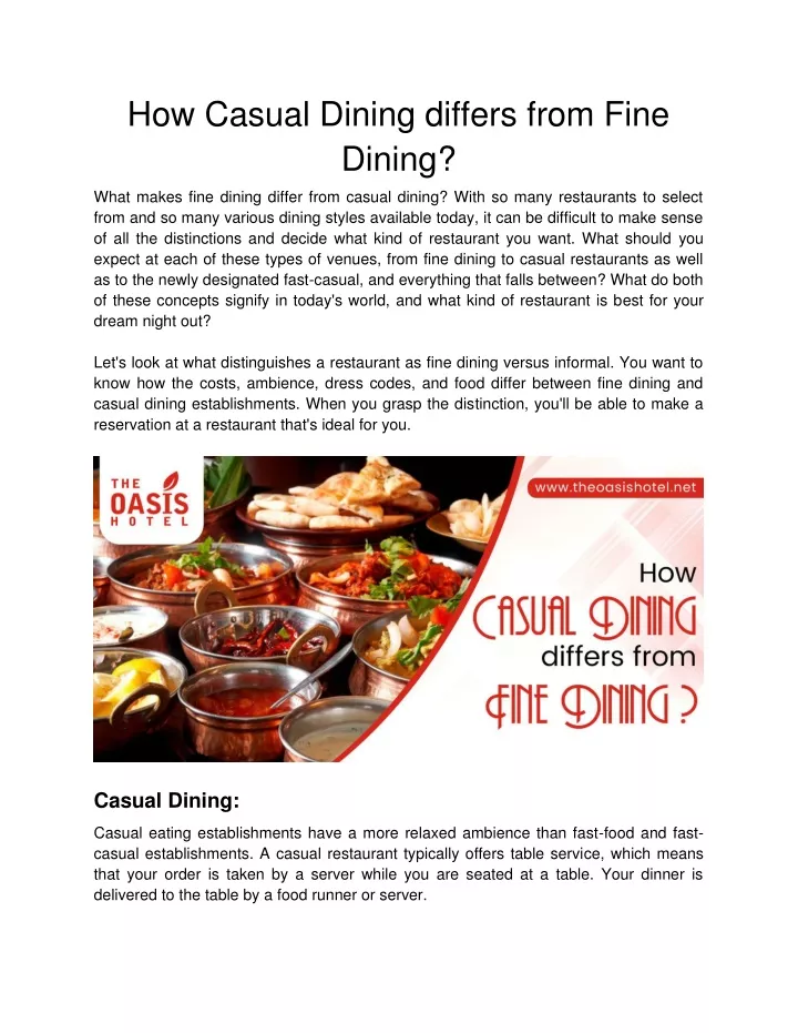 how casual dining differs from fine dining