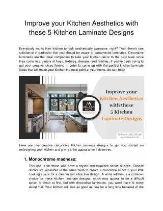 Improve your Kitchen Aesthetics with these 5 Kitchen Laminate Designs