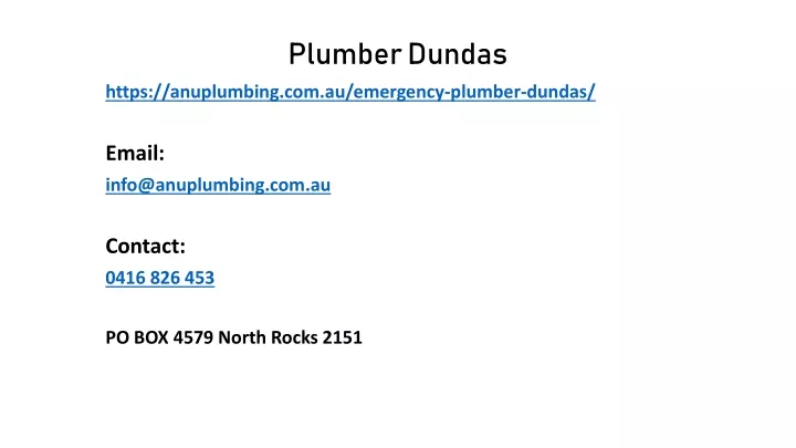 plumber dundas