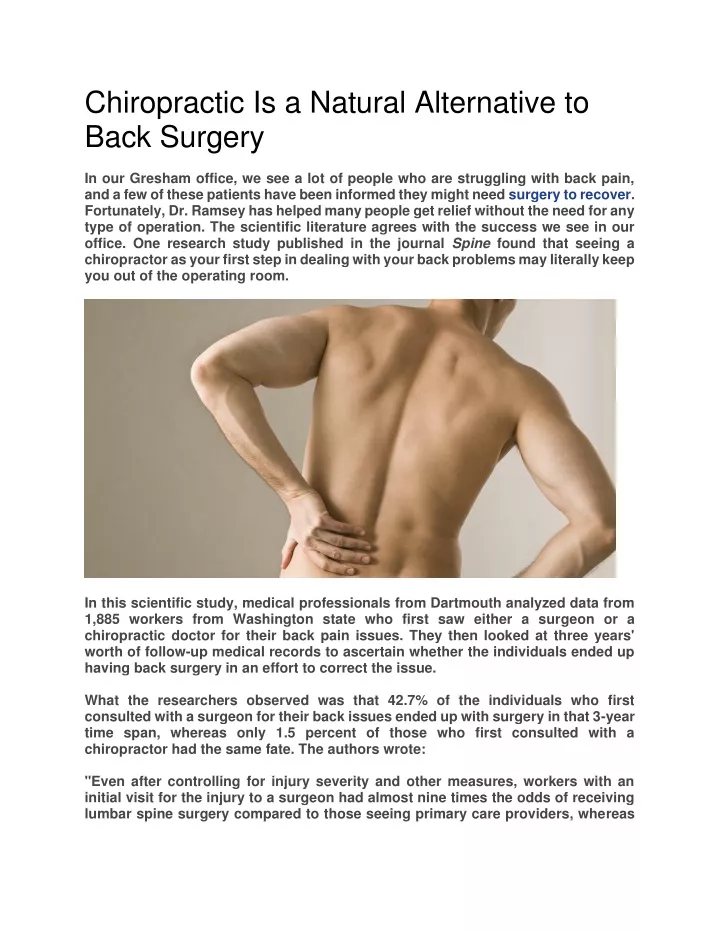 chiropractic is a natural alternative to back