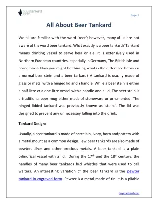 All About Beer Tankard