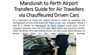 Mandurah to Perth Airport Transfers Guide for Air
