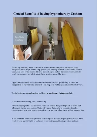 crucial benefits of having hypnotherapy cotham