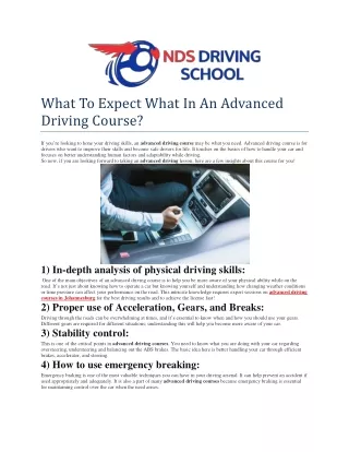 What To Expect What In An Advanced Driving Course